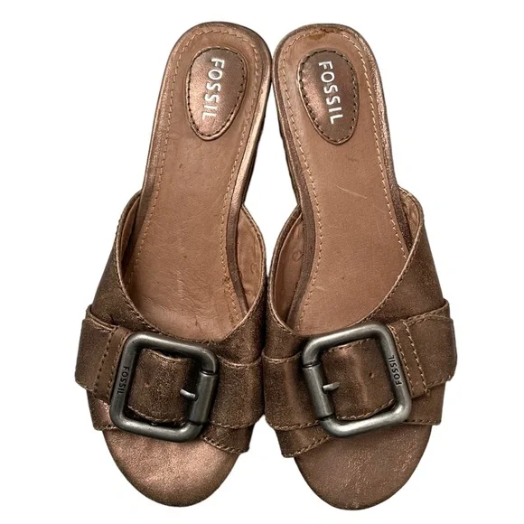 Fossil Women Marla Cork Wedge Buckle Platform Side Shoe Size 6.5 - Picture 4 of 10